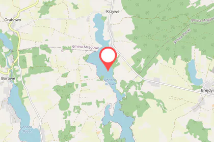 Mapa okolic Jeziora Krzywe w gminie Mrągowo